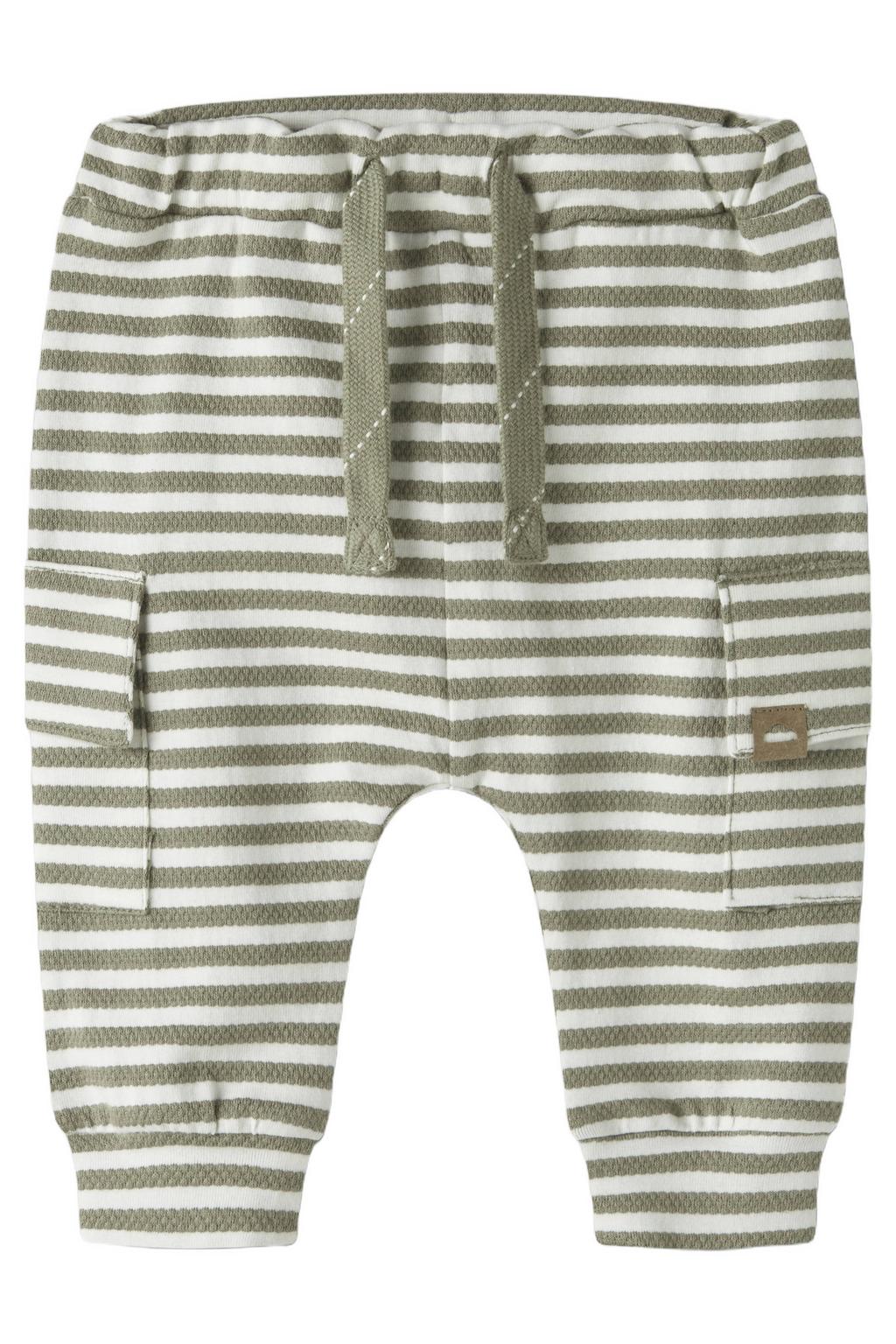 NAME IT BABY gestreepte cargobroek - groen/wit