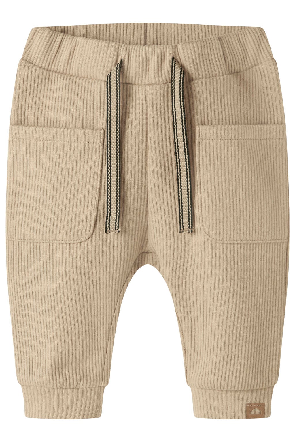Beige jongens NAME IT BABY van katoen met elastische tailleband met koord en effen