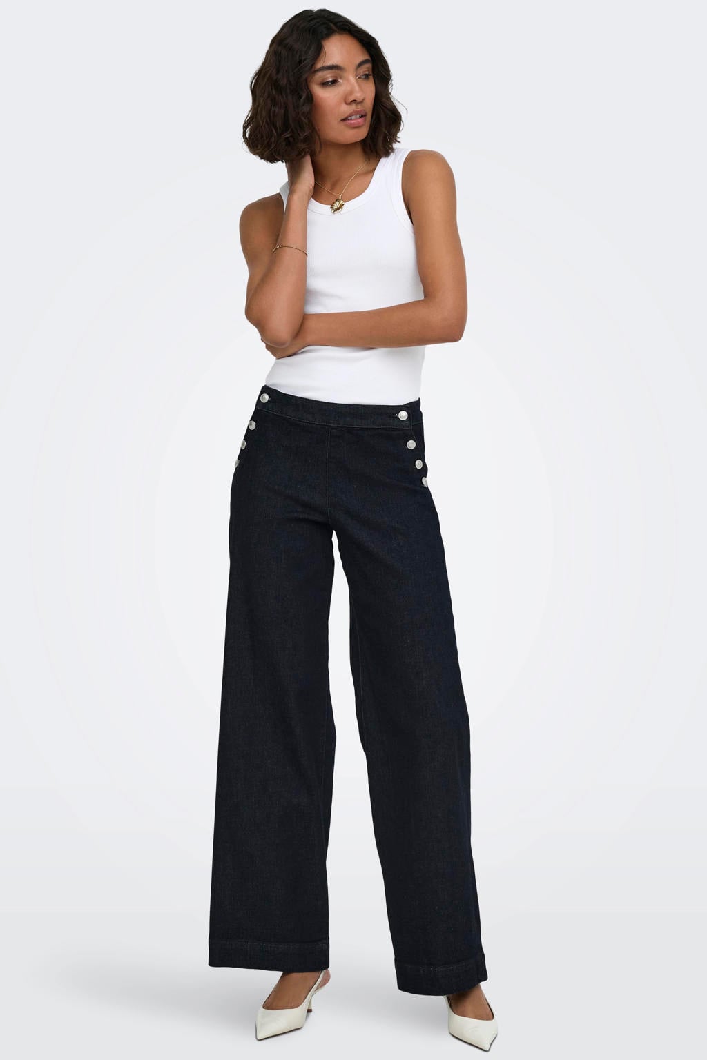 ONLY TALL high waist wide leg jeans - donkerblauw