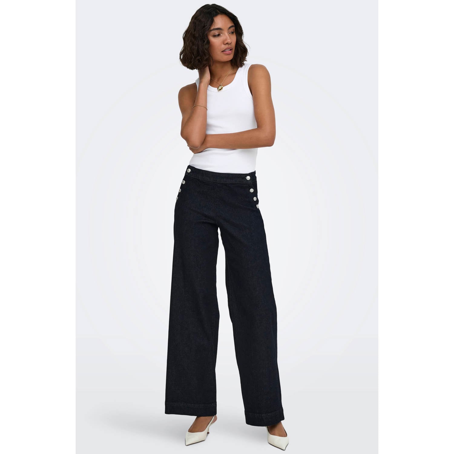 ONLY TALL high waist wide leg jeans donkerblauw