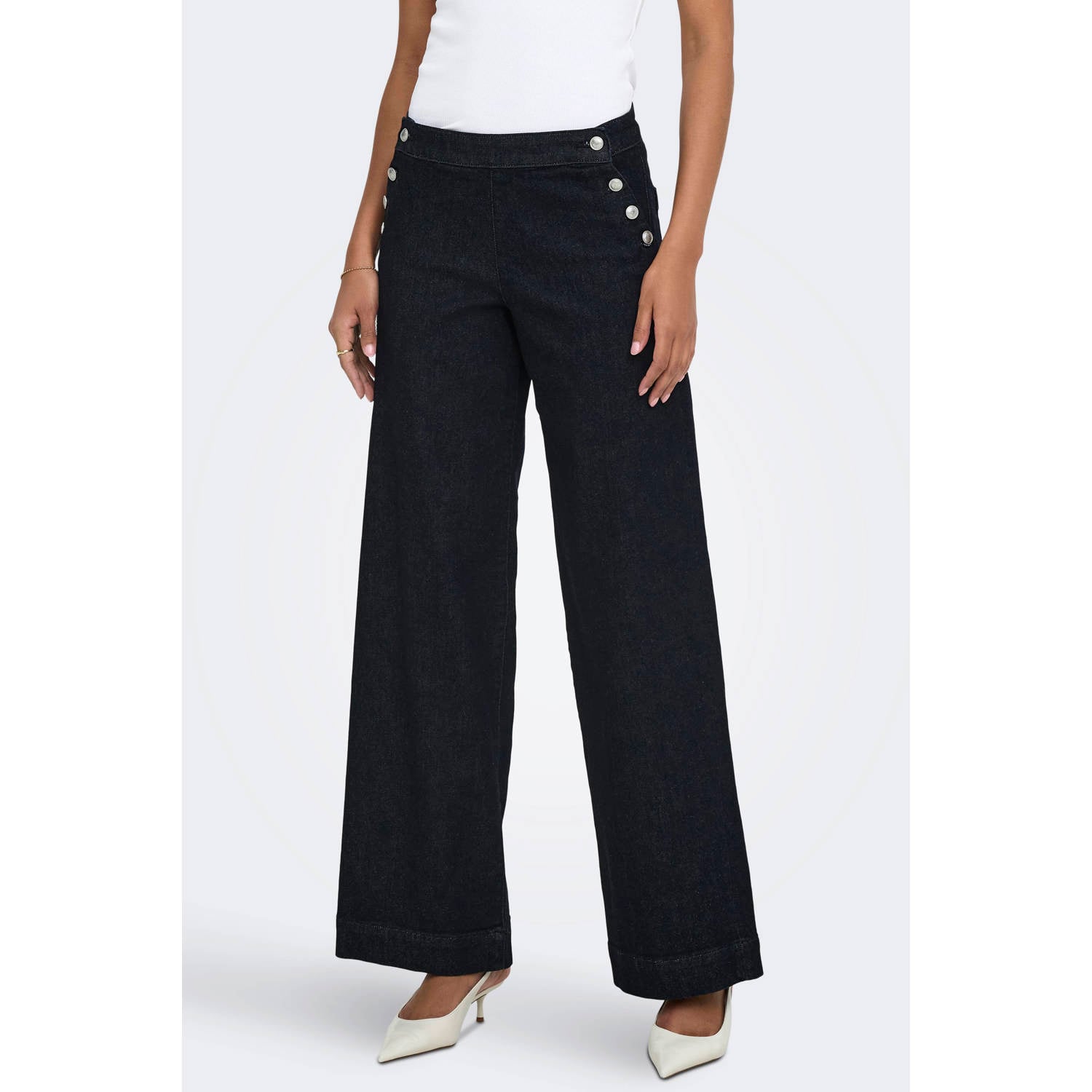 ONLY TALL high waist wide leg jeans donkerblauw