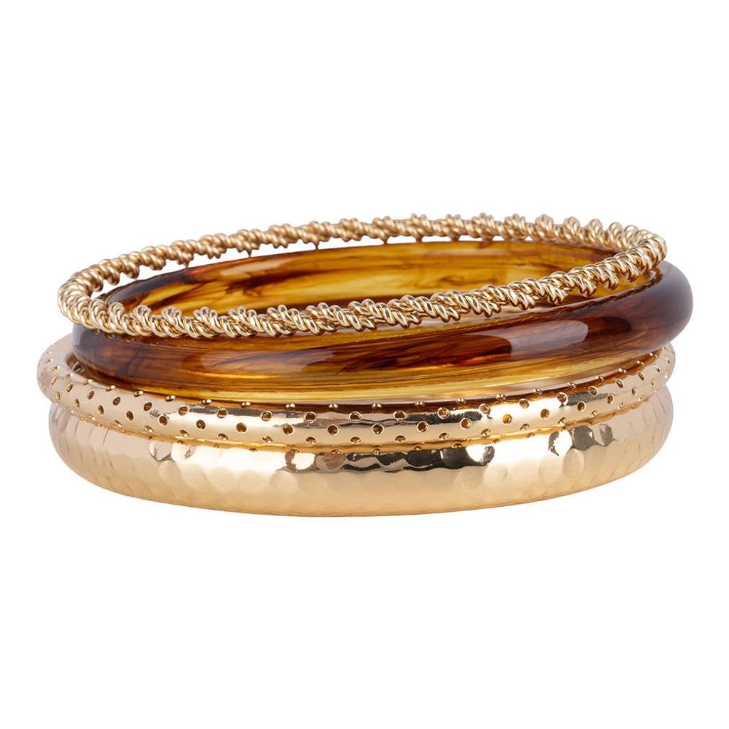 Life of Bulu armband Maxim - set van 4 goudkleurig/bruin