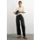 TOPSHOP imitatieleren barrel cropped broek - zwart