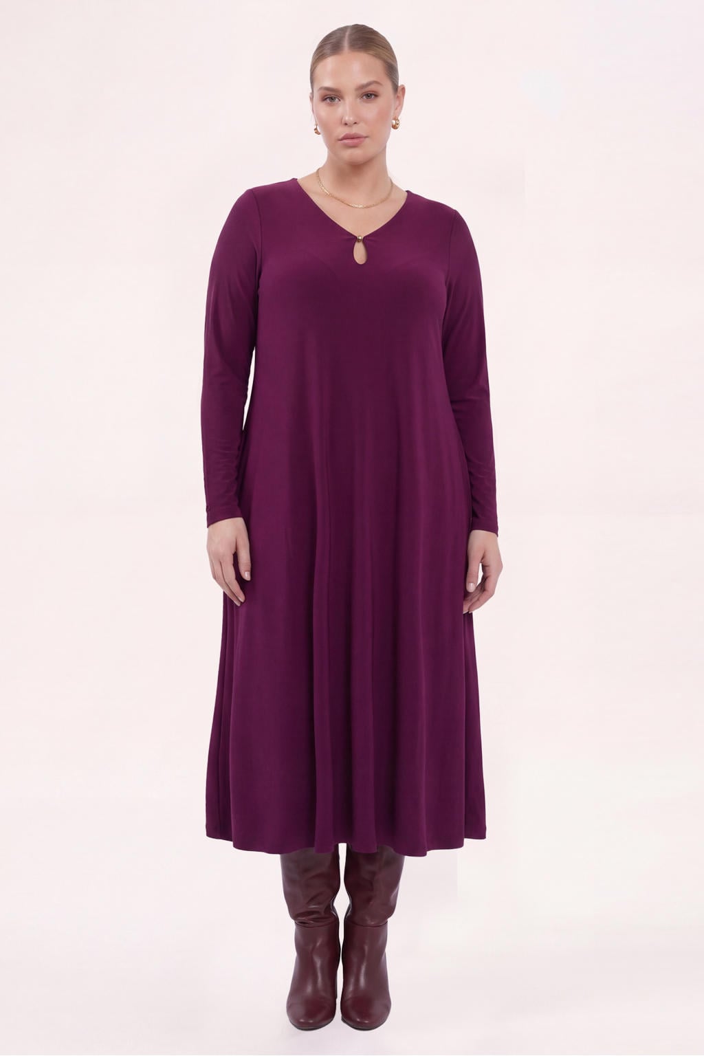 YOEK Plus Size jurk - paars