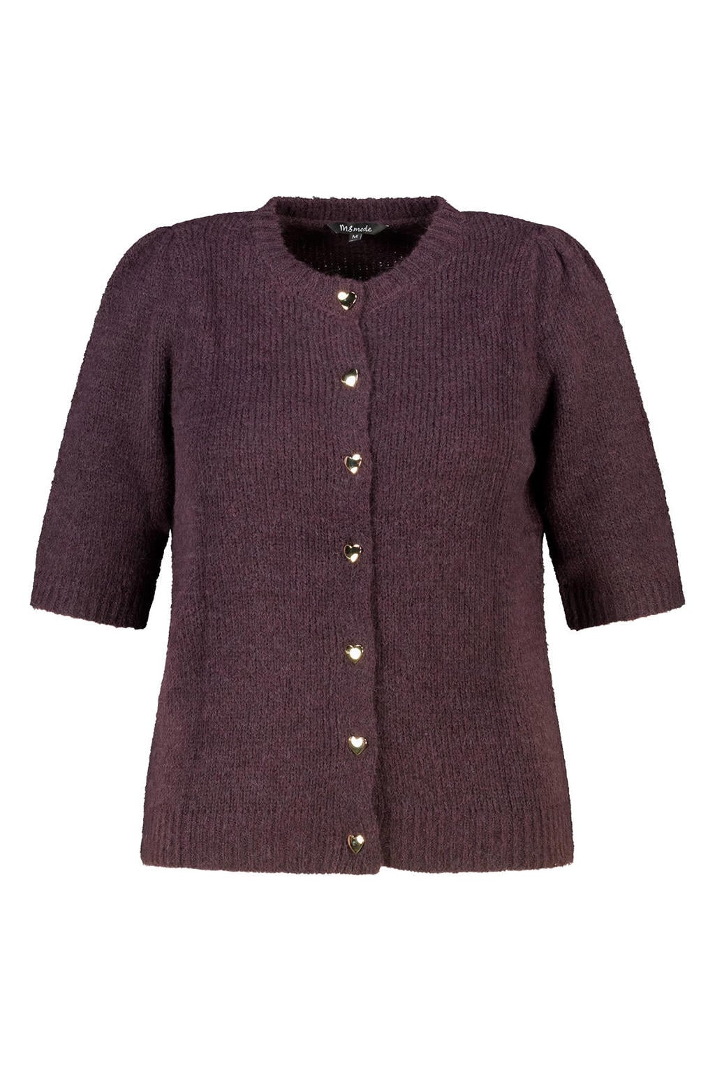 MS Mode Plus Size gebreid vest met wol - aubergine