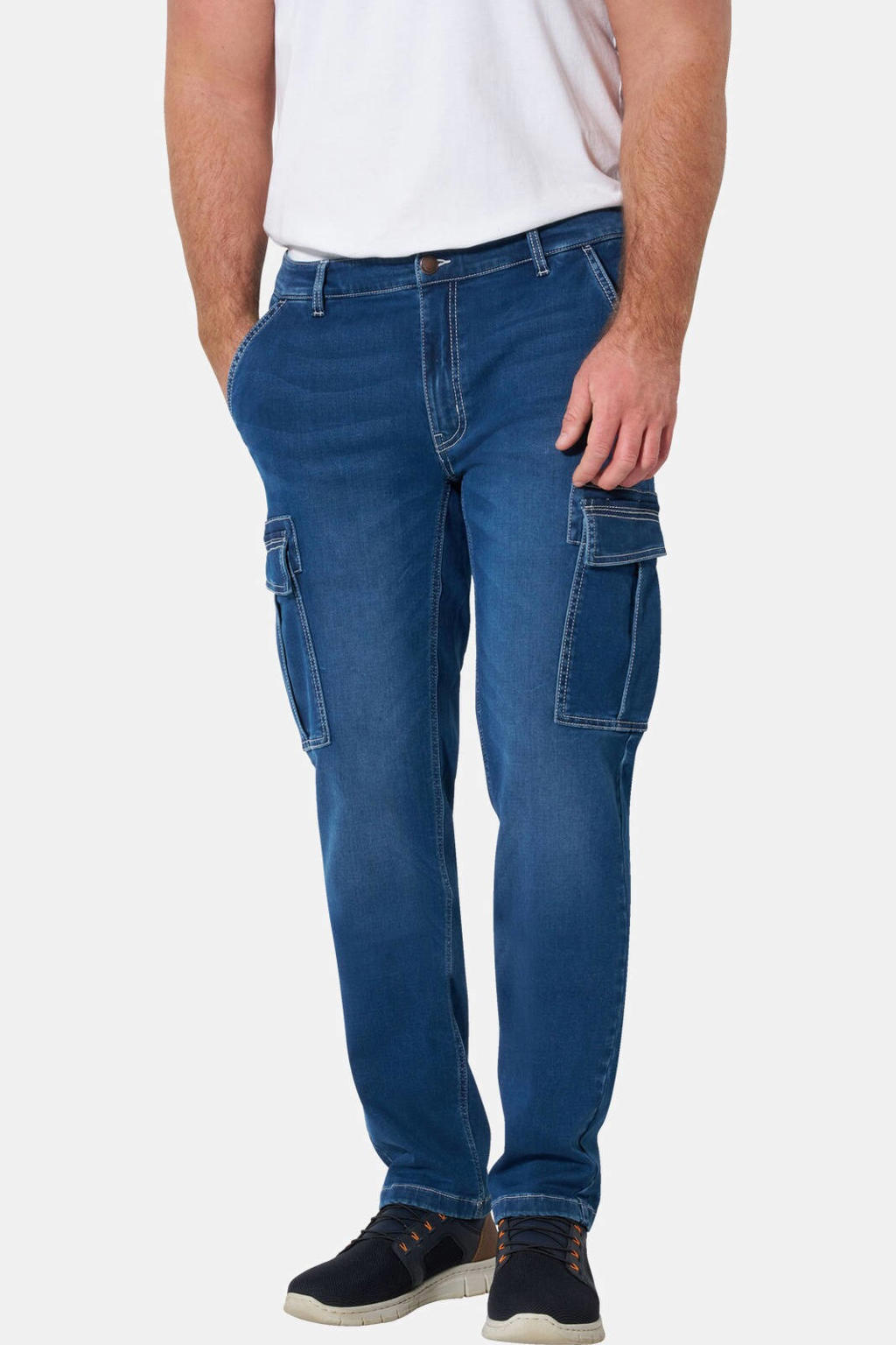 Jan Vanderstorm GUNNHEIM +FIT Collectie Plus Size loose fit cargo jeans - blauw