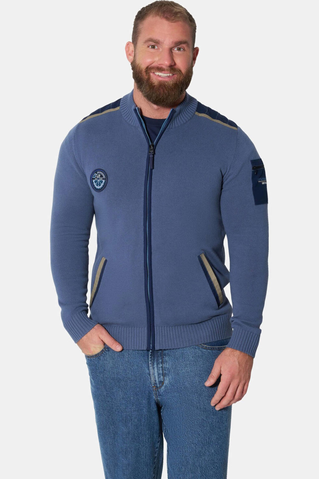 Jan Vanderstorm Plus Size katoenen trui - blauw