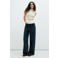 Mango wide leg geruite jeans - donkerblauw