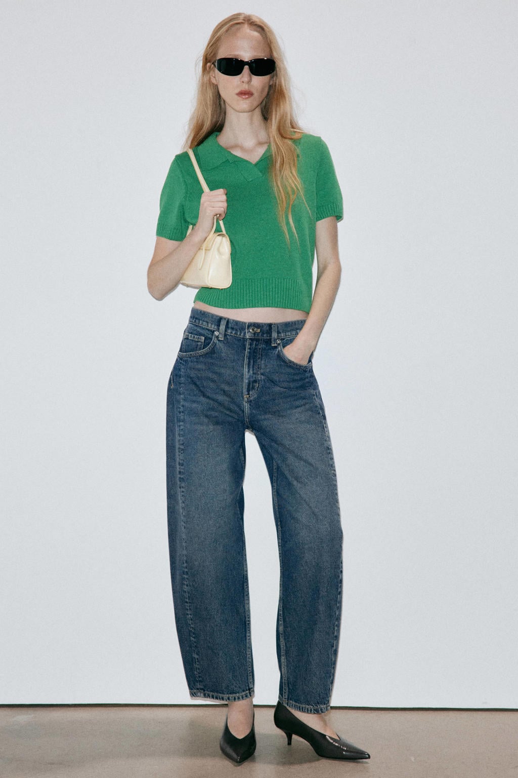 Mango regular fit barrel jeans - medium blue denim