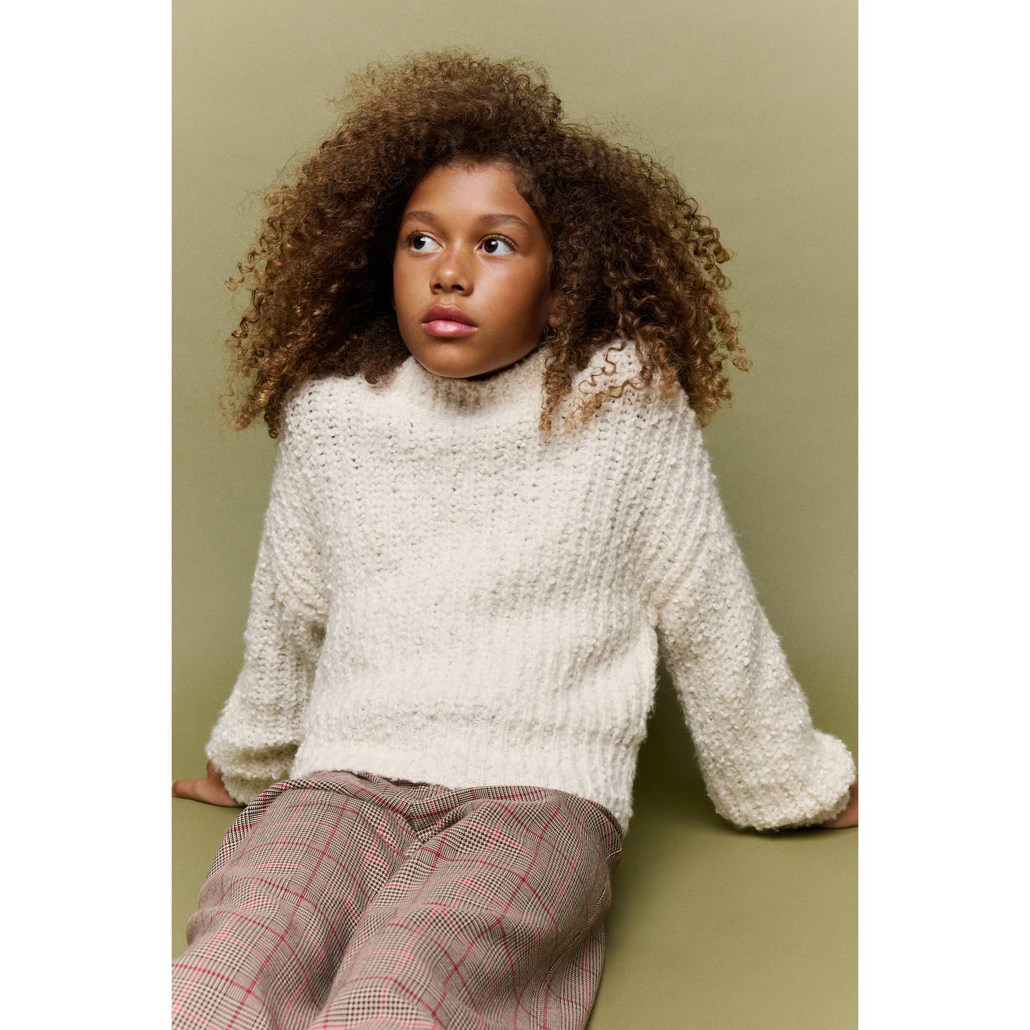 Mango Kids wollen gebreide trui lichtbeige