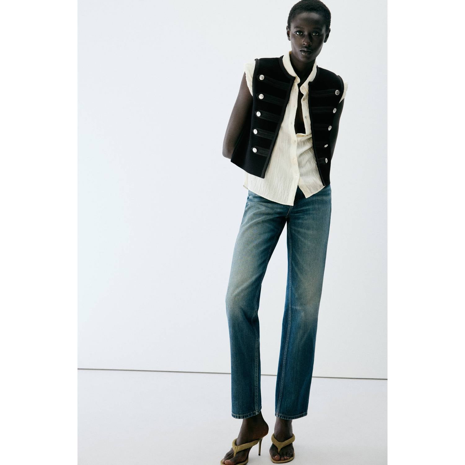 Mango napoleon gilet zwart