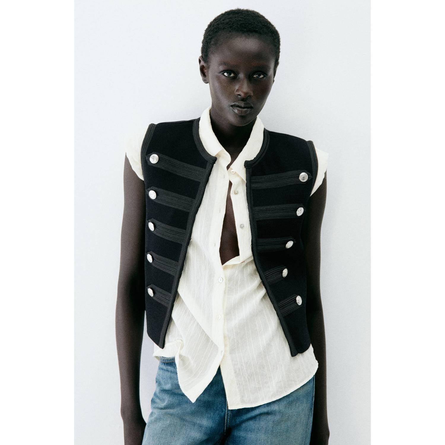 Mango napoleon gilet zwart