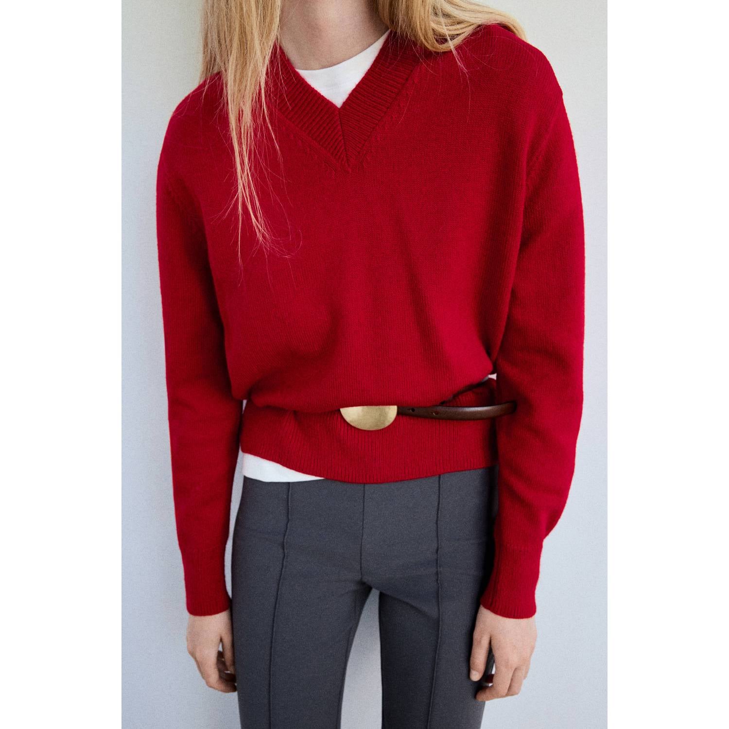 Mango gebreide trui rood