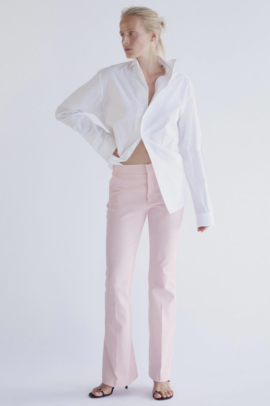 Mango flared broek - lichtroze