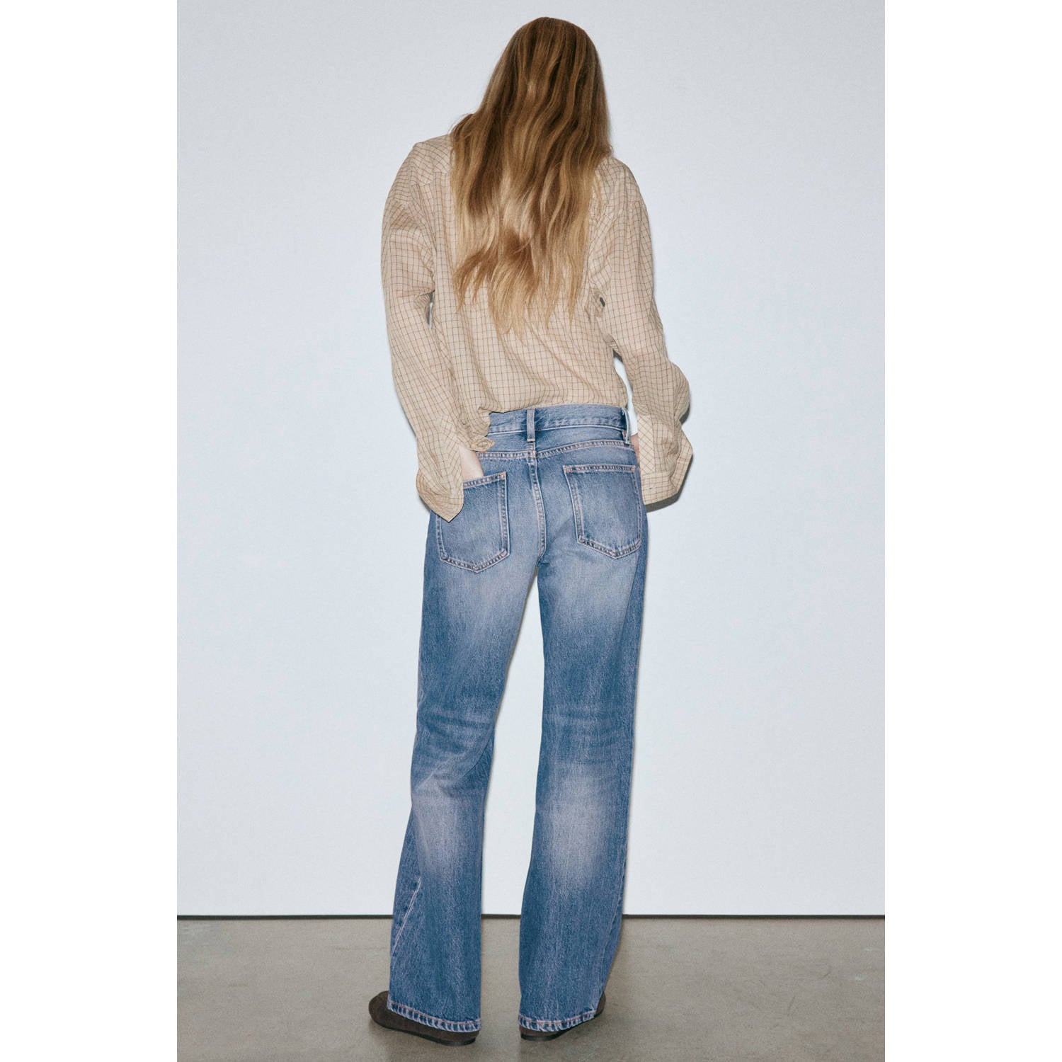 Mango straight leg jeans medium blue denim