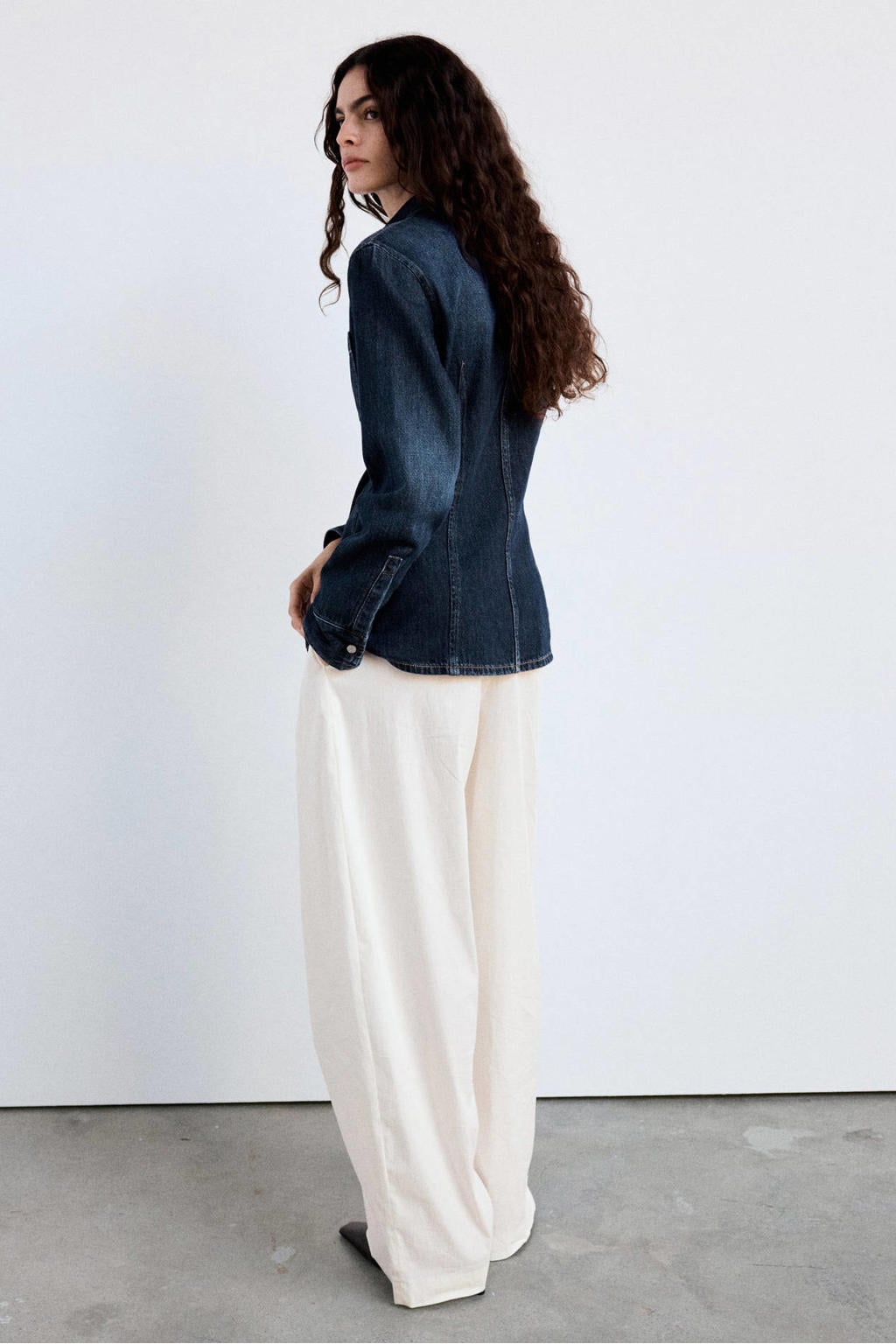 Mango denim blouse - donkerblauw