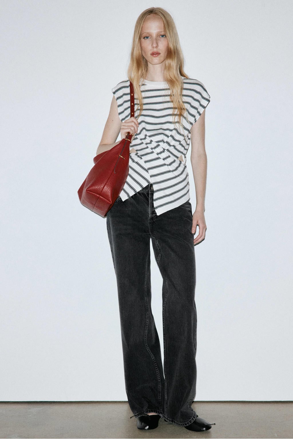 Grey denim dames Mango straight leg jeans van denim met rits- en knoopsluiting en effen