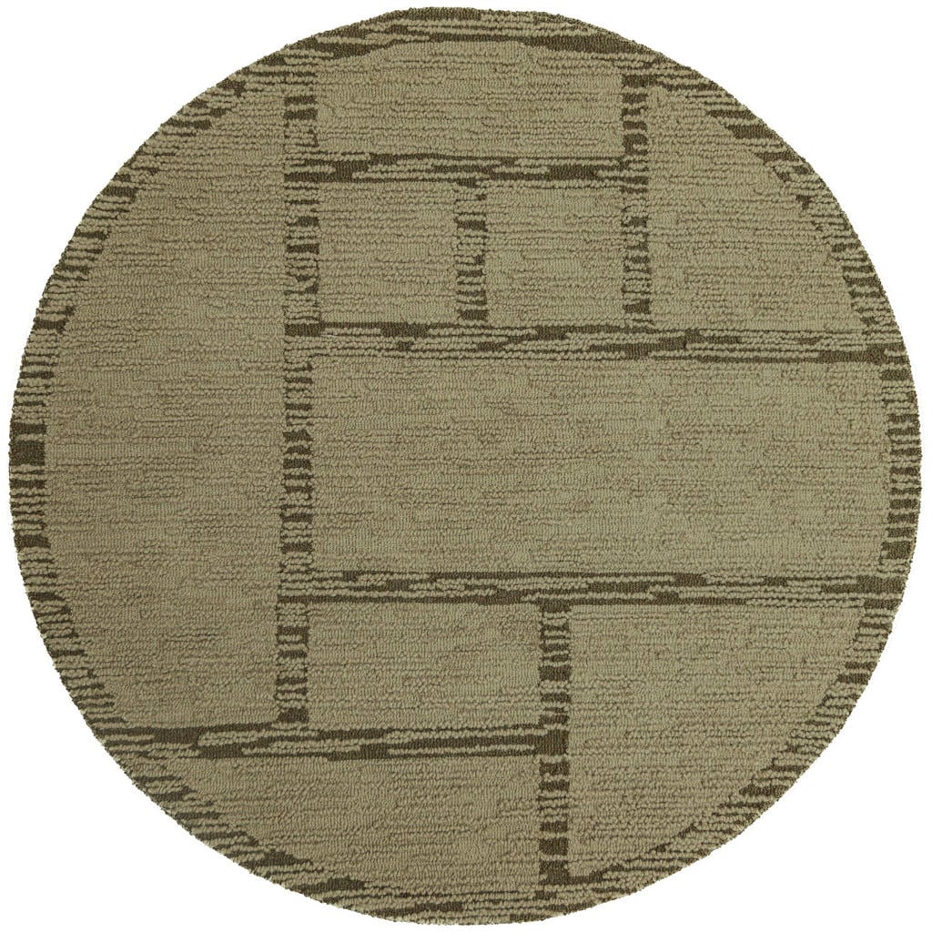 Flair Rugs hoogpolig ronde wollen vloerkleed met print 160x160 cm - groen