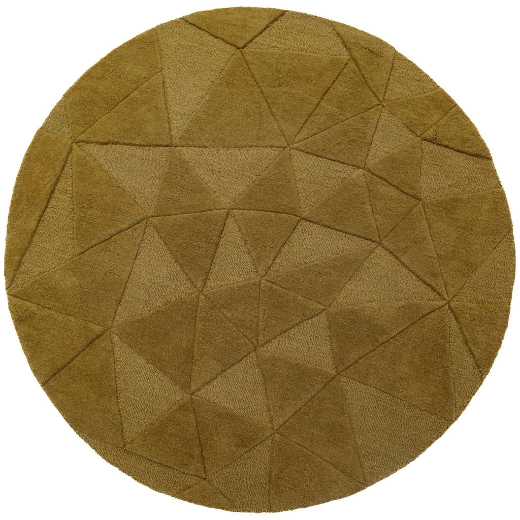 Flair Rugs laagpolig ronde wollen vloerkleed met print 160x160 cm - goud