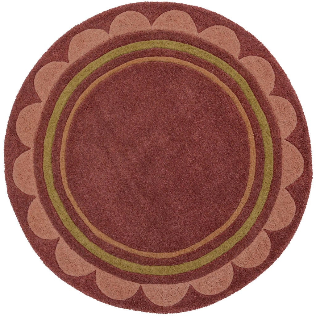 Flair Rugs laagpolig ronde wollen vloerkleed 120x120 cm - paars