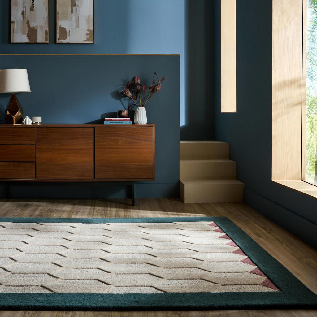 Flair Rugs laagpolig wollen vloerkleed 230x160 cm - blauw