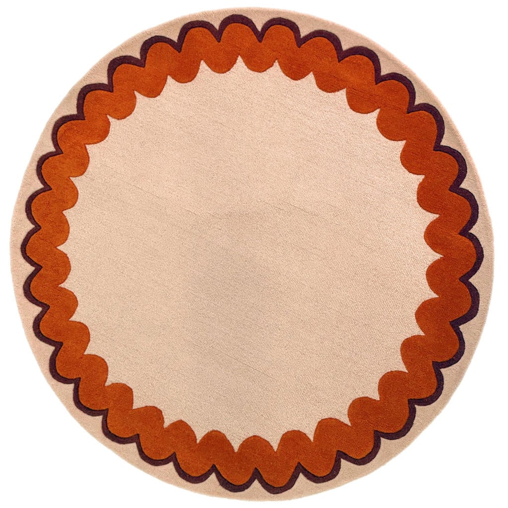 Flair Rugs laagpolig ronde wollen vloerkleed 160x160 cm - oranje
