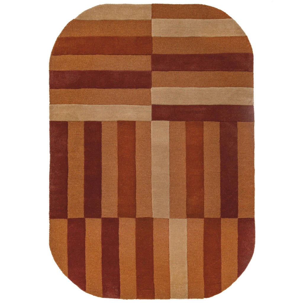 Flair Rugs laagpolig ovale wollen vloerkleed met print 290x200 cm - terra