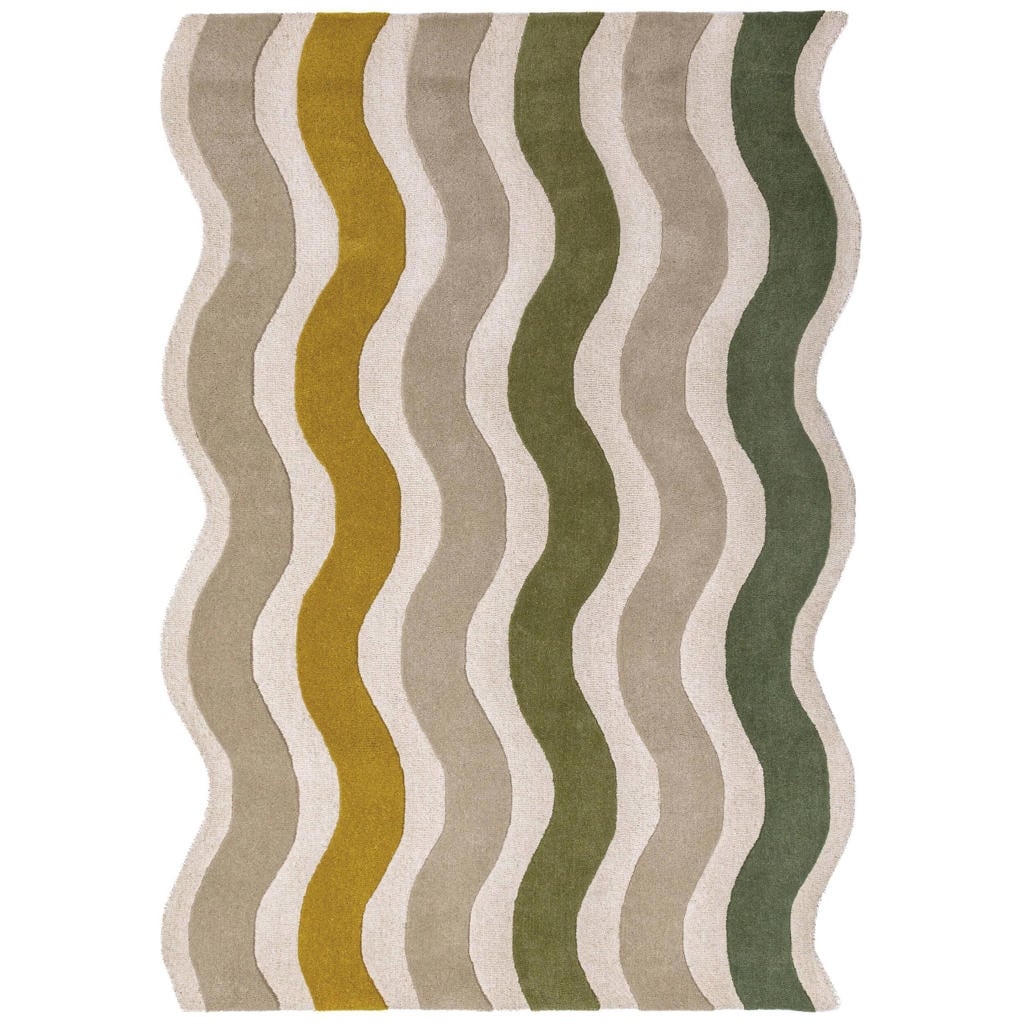 Flair Rugs laagpolig rechthoekige wollen vloerkleed met print 200x140 cm - groen