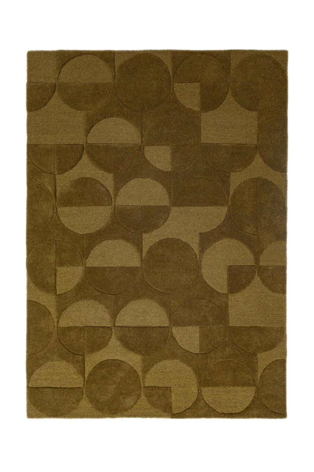 Flair Rugs laagpolig wollen rechthoekige vloerkleed met print 290x200 cm - olijfgroen