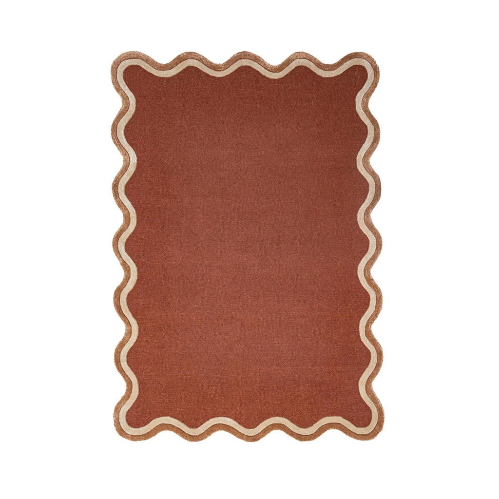 Flair Rugs laagpolig wollen rechthoekige vloerkleed 230x160 cm - terra