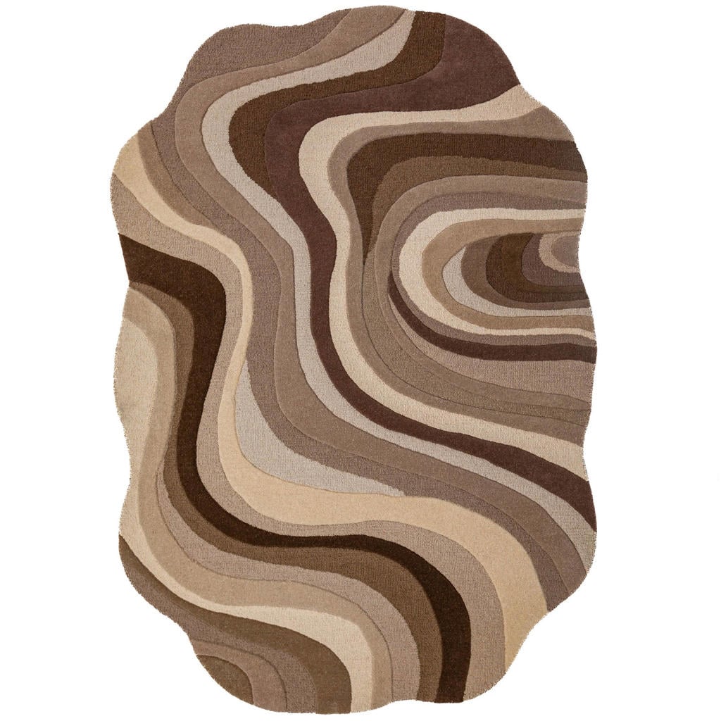 Flair Rugs laagpolig ovale wollen vloerkleed met print 290x200 cm - naturel