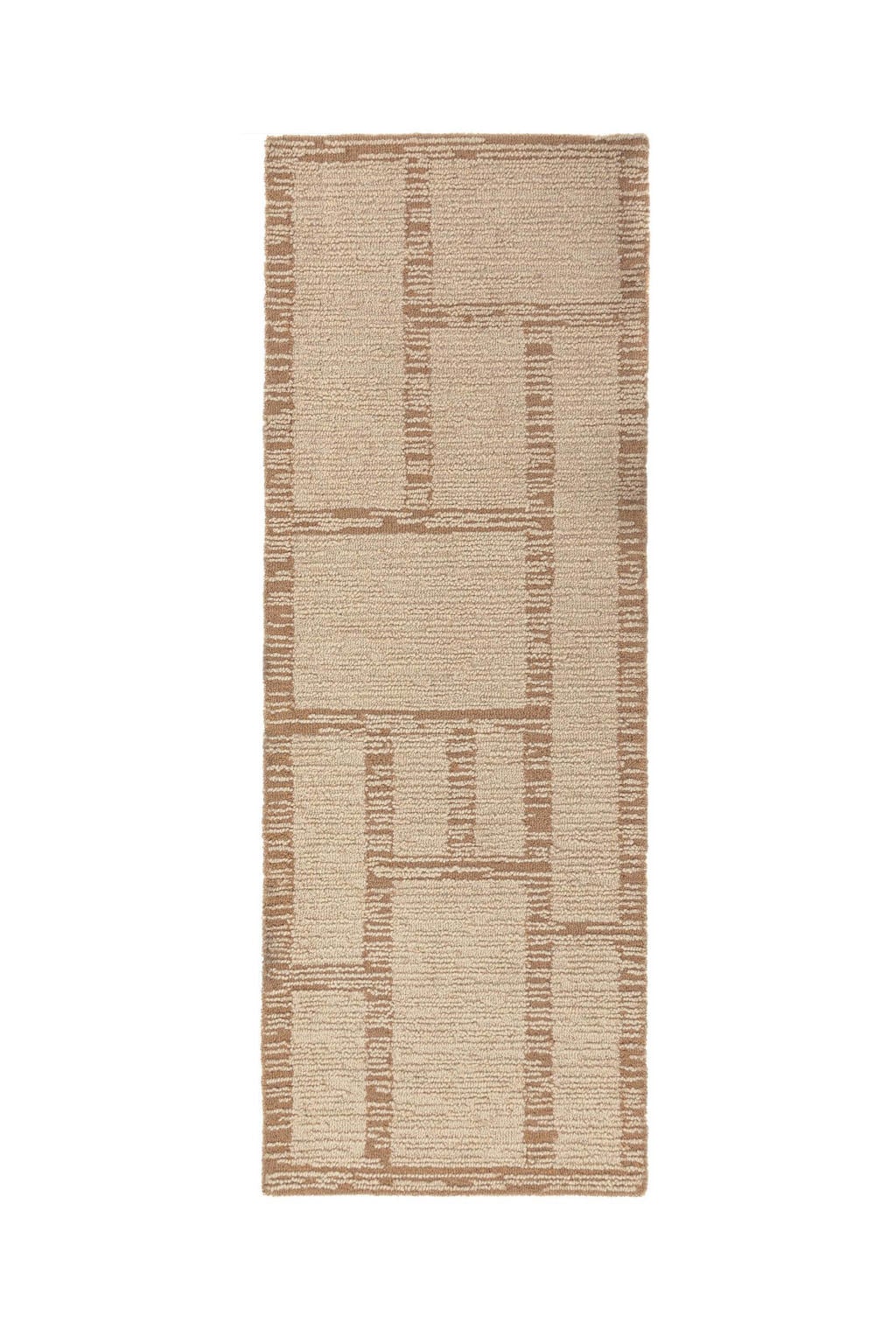 Flair Rugs Harris Modula hoogpolig wollen loper met print 230x80 cm - naturel