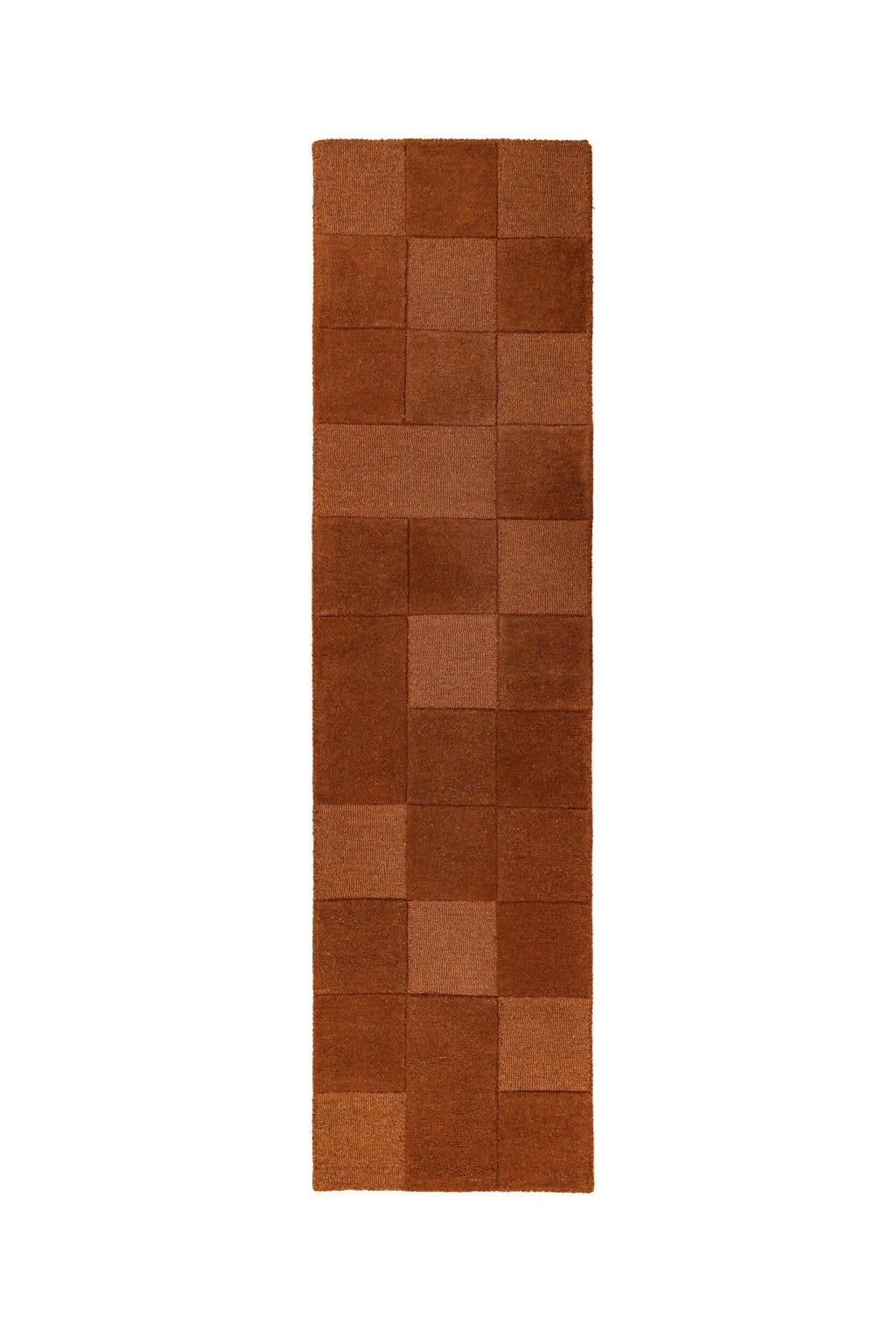 Flair Rugs laagpolig wollen rechthoekige vloerkleed met print 230x60 cm - terra
