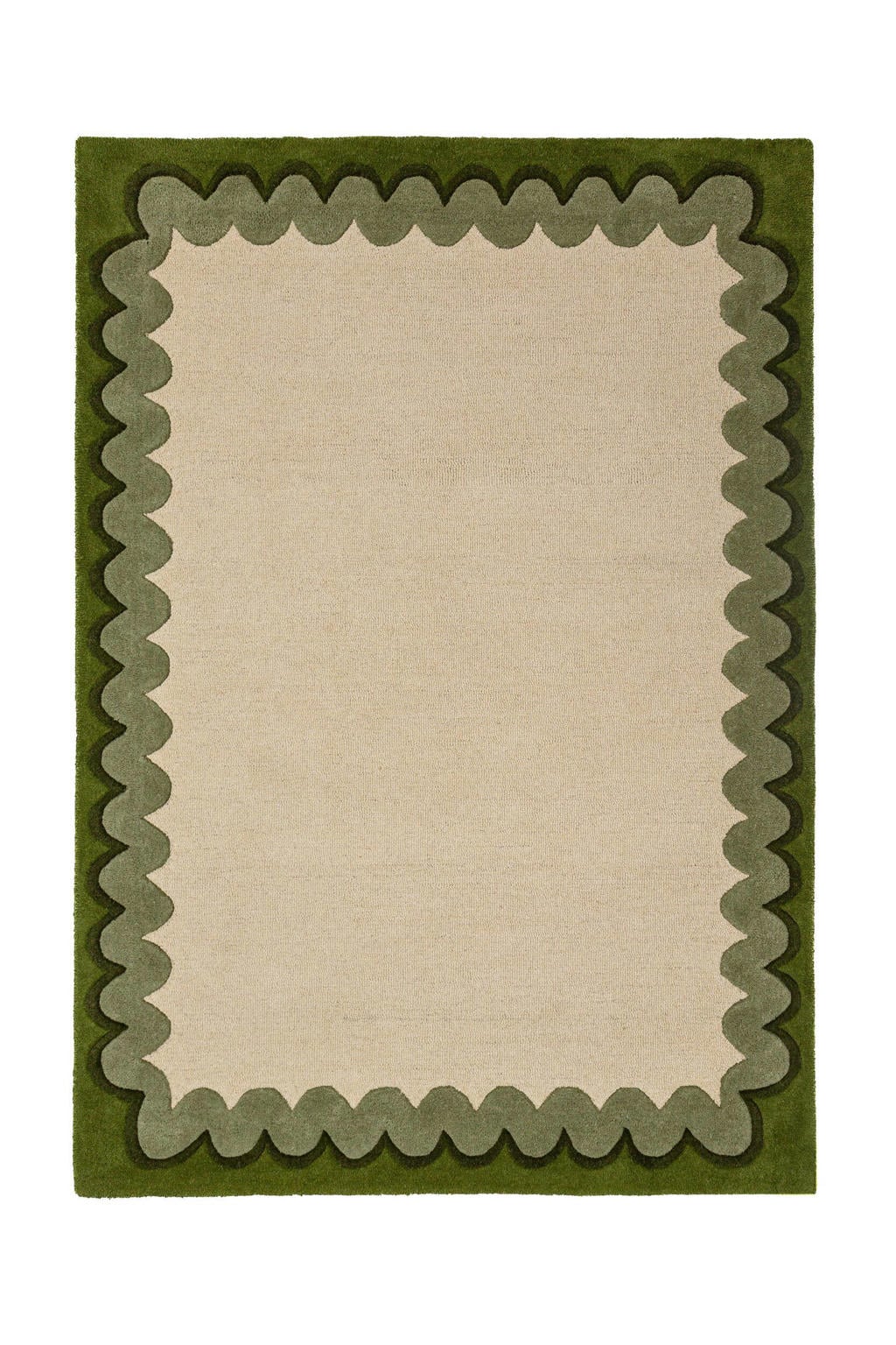 Flair Rugs laagpolig wollen rechthoekig vloerkleed 290x200 cm - olijfgroen
