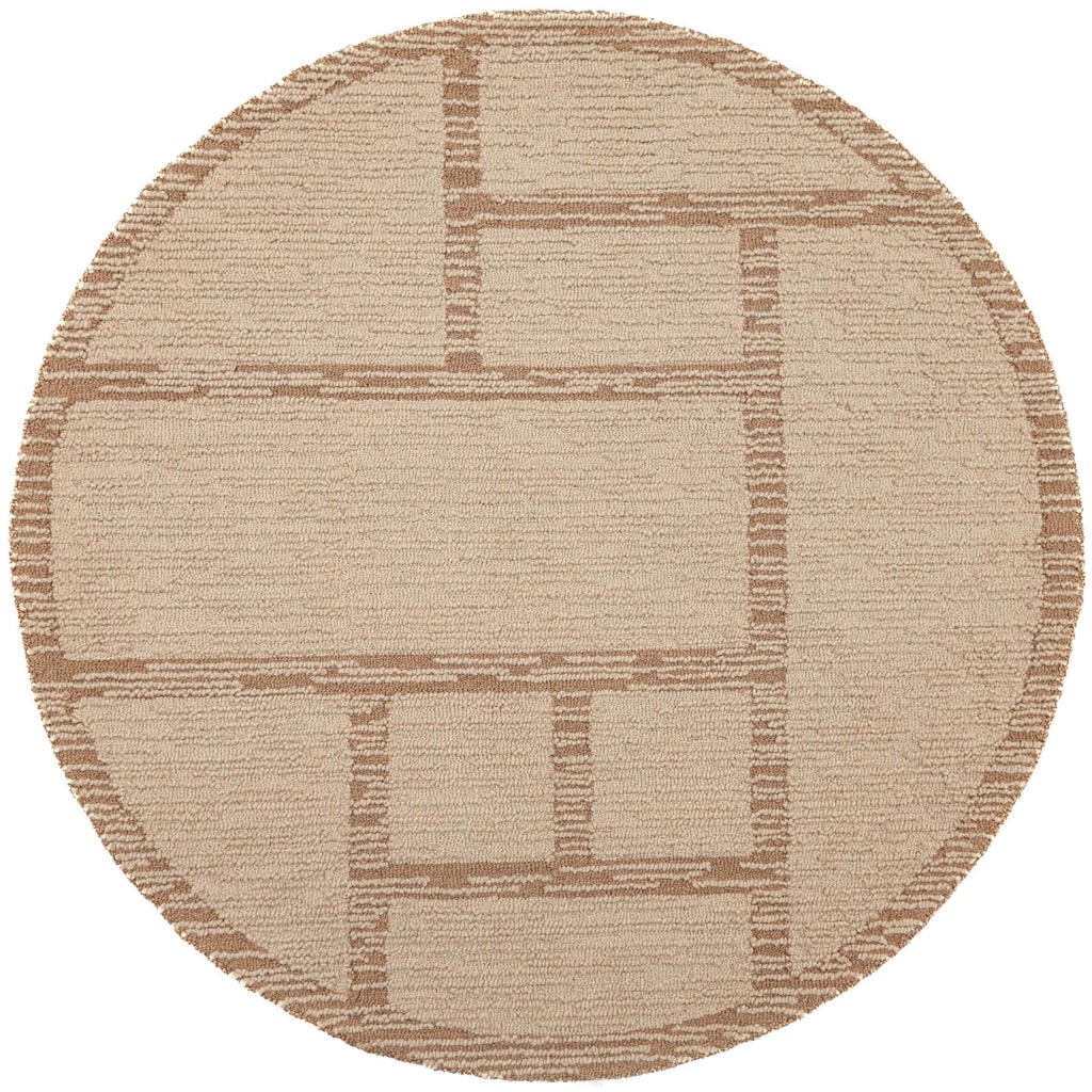 Flair Rugs hoogpolig ronde wollen vloerkleed 160x160 cm - naturel