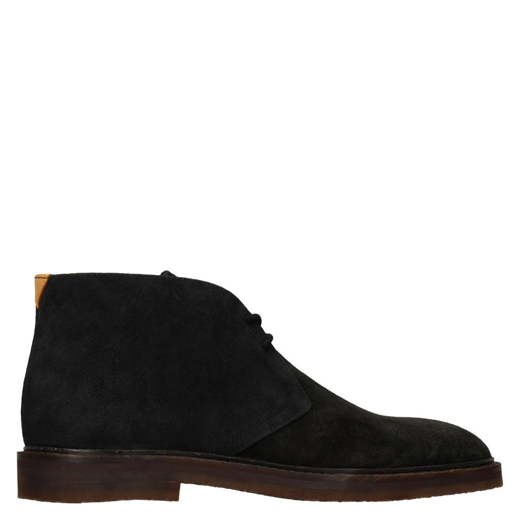 Manfield suède veterboots - zwart