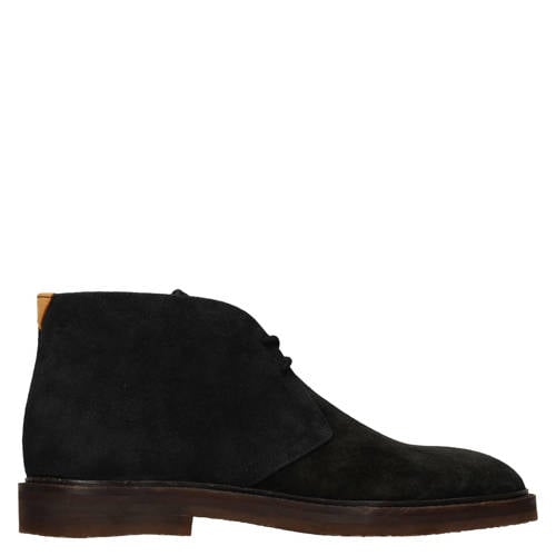 Manfield suède veterboots zwart