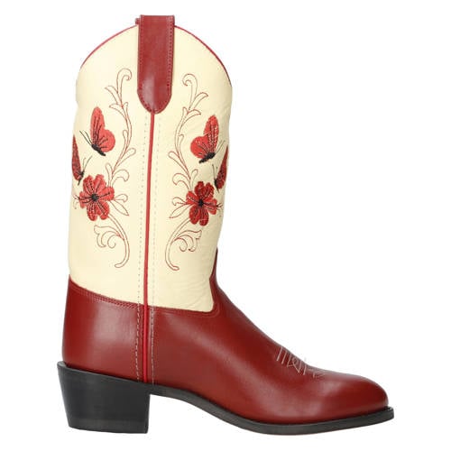 Bootstock Bloom Red western leren cowboy boots rood/ecru