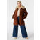 MS Mode Plus Size mantel met imitatiebontkraag - camel