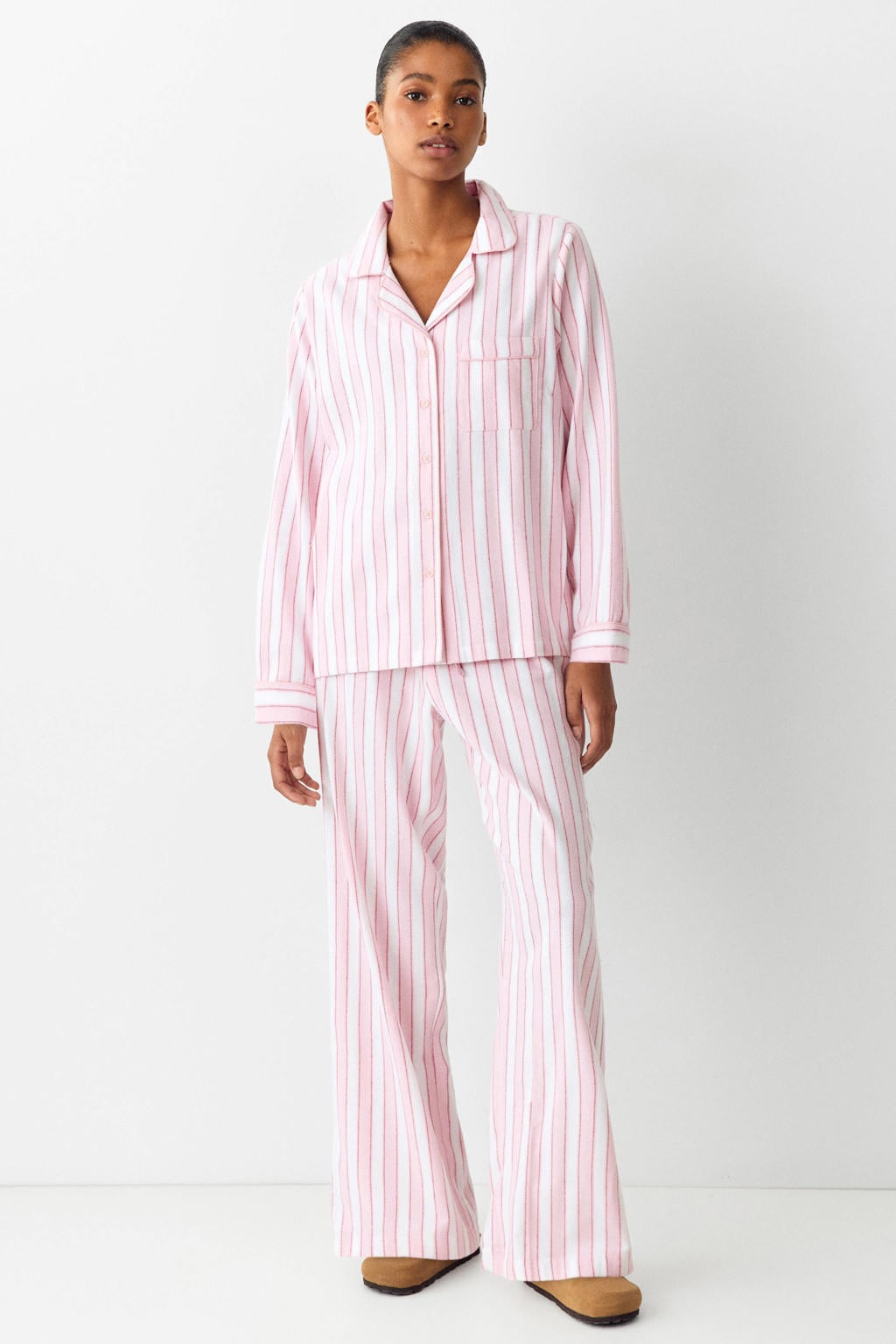 MANGO TEEN gestreepte pyjama - lichtroze/ecru