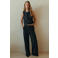 MANGO TEEN wide leg pantalon met krijtstreep - grijs