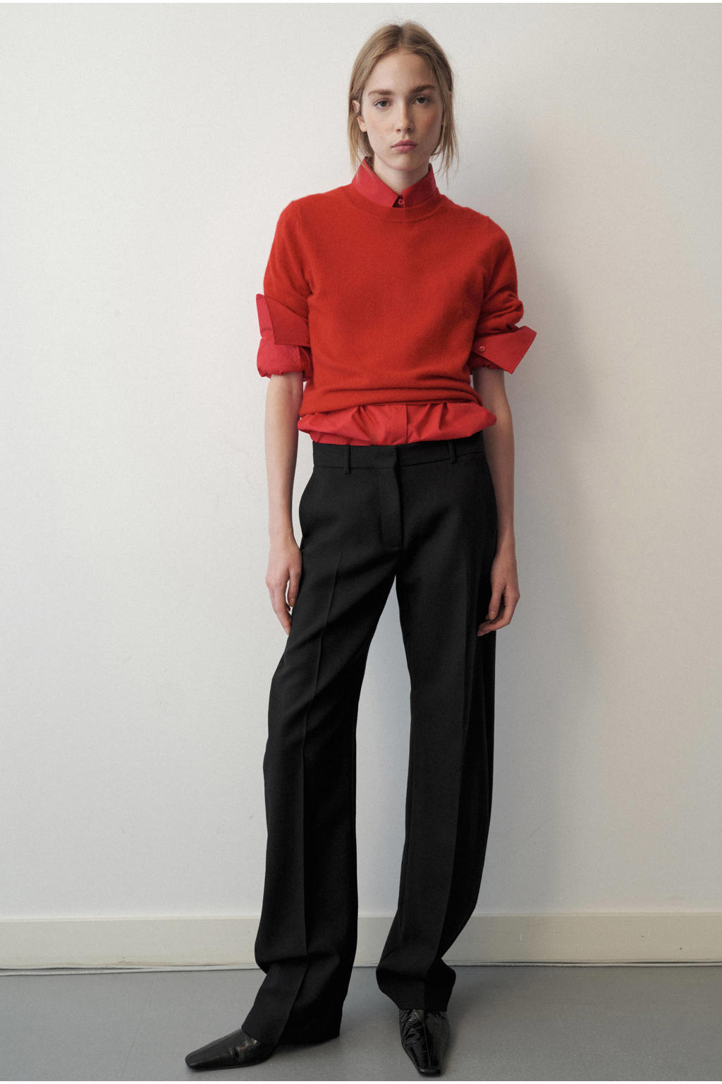 Rode dames Mango kasjmier pullover met effen, lange mouwen en ronde hals