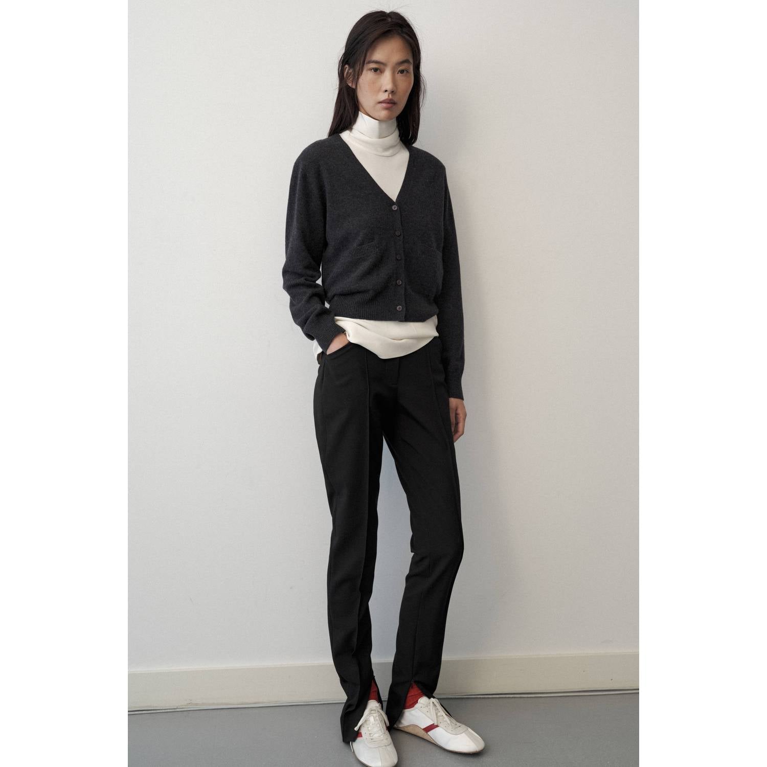 Mango gebreid vest met wol en kasjmier antraciet