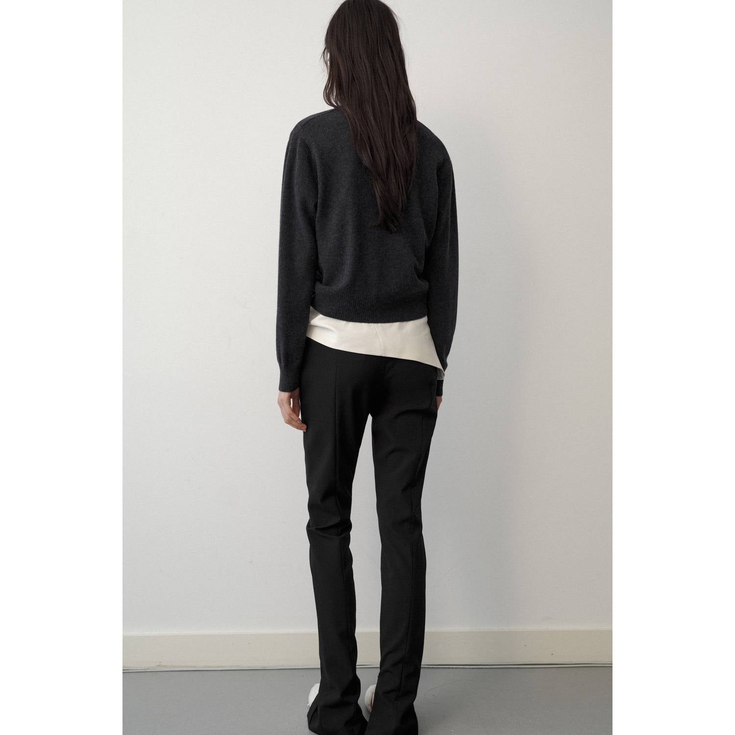 Mango gebreid vest met wol en kasjmier antraciet