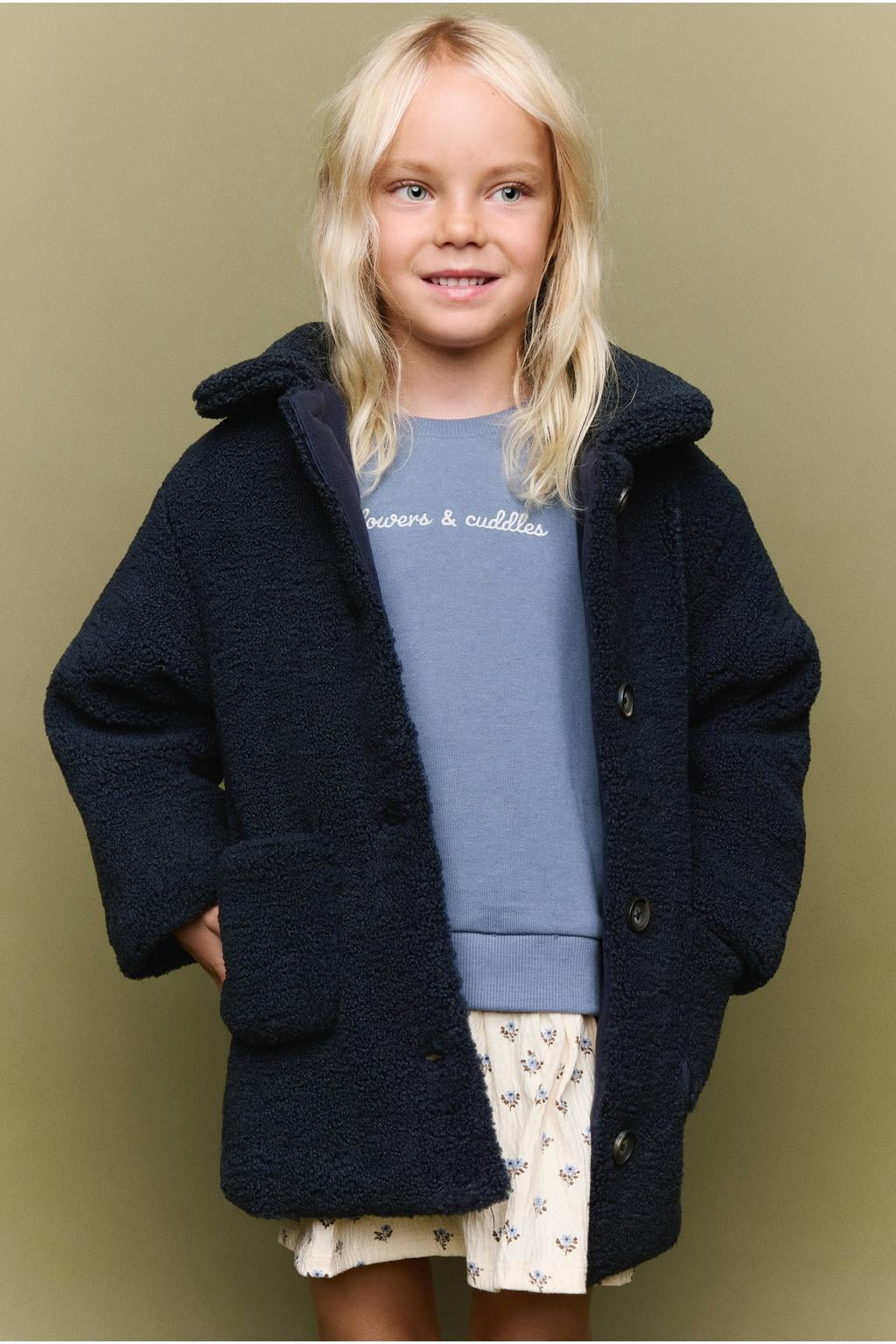 Mango Kids teddy jas - marineblauw