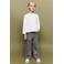 Mango Kids straight leg jeans met borduursels en sterren - grey denim
