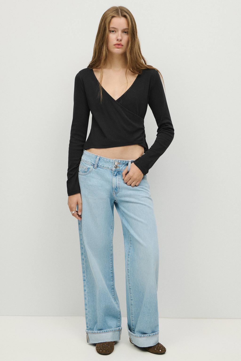 MANGO TEEN overslagtop - zwart