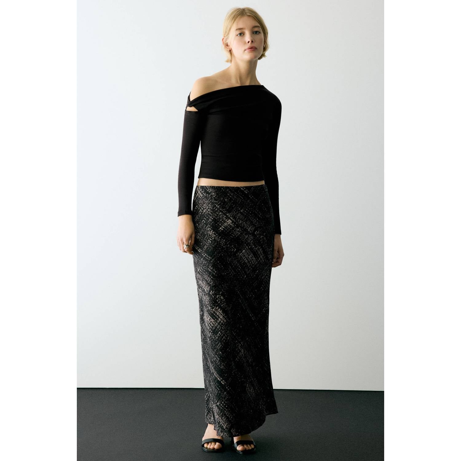 MANGO TEEN one shoulder top zwart