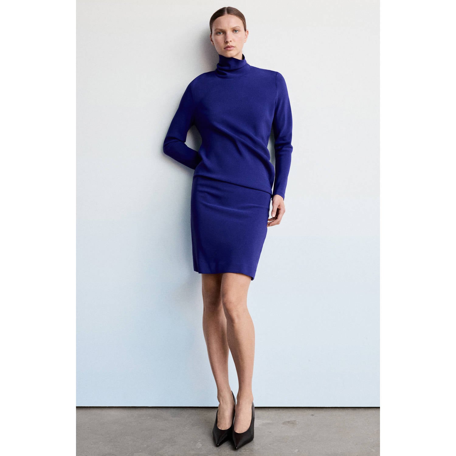 Mango midi jurk blauw