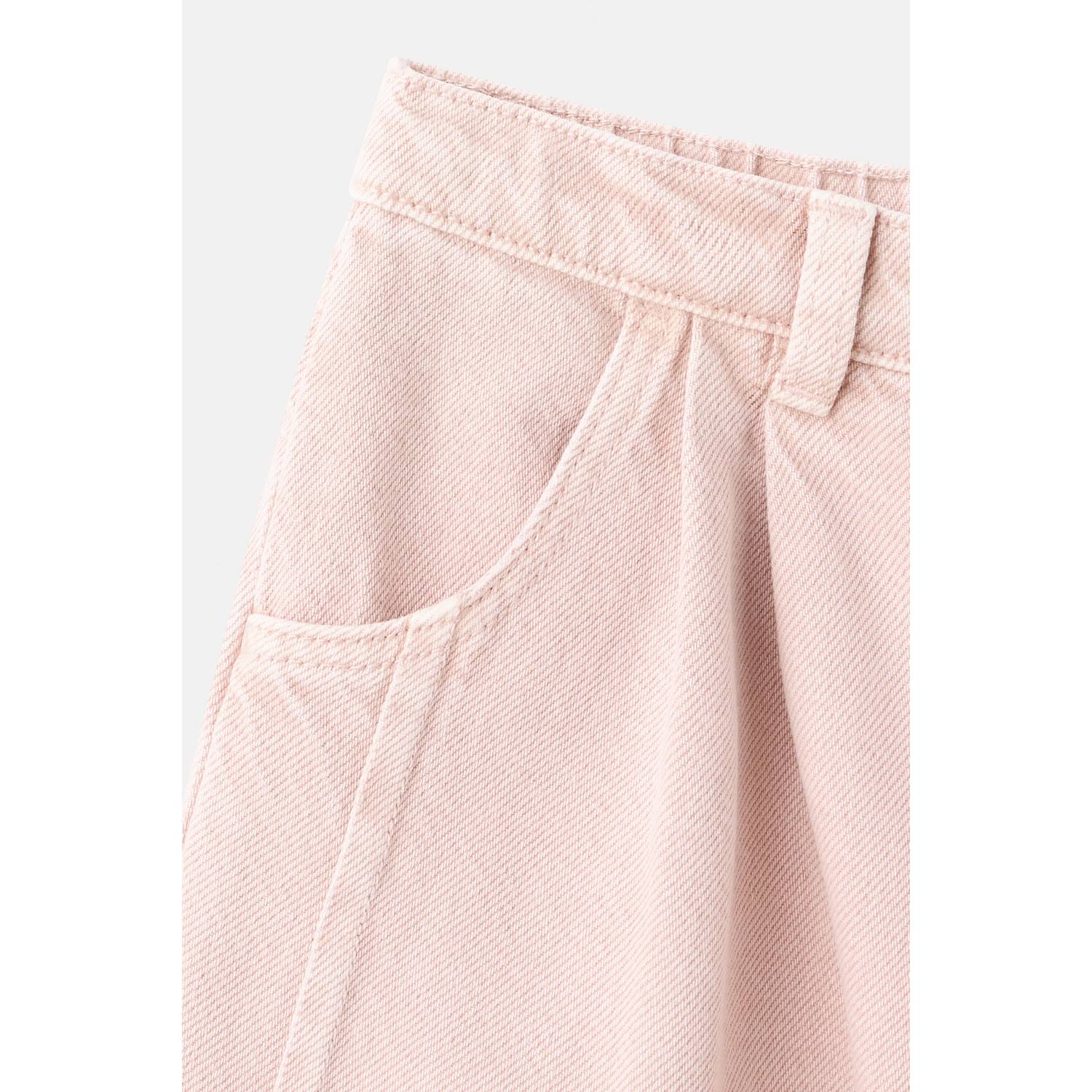 Mango Kids wide leg jeans met plooien pastelroze